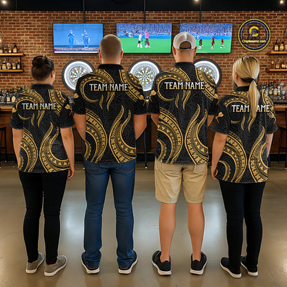 Black And Gold Tribal Human Play Dartboard Darts Polo Shirt Personalized Dart Jerseys For Women NYN2518