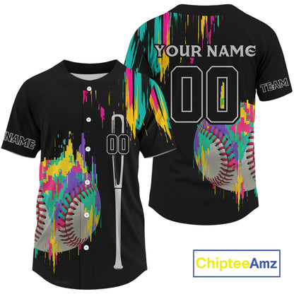 Custom Men's Baseball Jersey Colorful Grunge Baseball Shirt, Youth Baseball Jerseys NYN1119