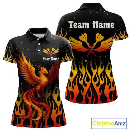 Men’s Darts Team Shirt - Rust Phoenix And Flame Pattern | Custom Name Option NYN0304