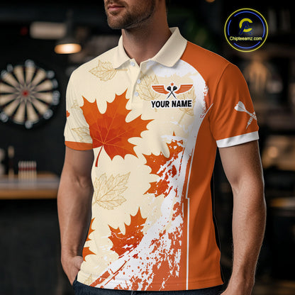 Custom Funny Turkey Autumn Leaves Dart Polo Shirt For Men Thanksgiving Dart Jersey NYN1458