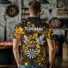 Load image into Gallery viewer, Yellow Black Grunge Bee Darts Shirt Custom Name Darts Shirts For Men Funny Darts Team Jerseys NYN2898