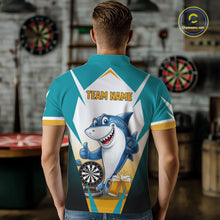 Load image into Gallery viewer, Custom Funny Shark And Cheer Beers Darts Polo &amp; 1/4-Zip For Men Colorful Outfit Dart Team Attire NYN2904