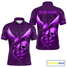 Load image into Gallery viewer, Darts Shirt For Men Personalized Eagle Skull Dartboard Dart Team Jerseys | Purple NYN1155