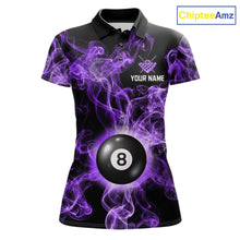 Load image into Gallery viewer, Personalized Purple Smokes 8 Ball Pool Billiard Shirt For Women Custom Billiard Rack Team Jersey NYN3143