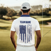 Load image into Gallery viewer, Patriotic Men's Golf Polo Shirts Custom American Flag Golf Apparel America 250Th Golf Shirt | Blue NYN3326