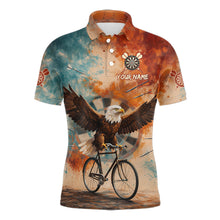 Load image into Gallery viewer, Blue &amp; Orange Watercolor Funny Eagle Dartboard Men Dart Polo Shirts Custom Dart Team Jerseys NYN2728