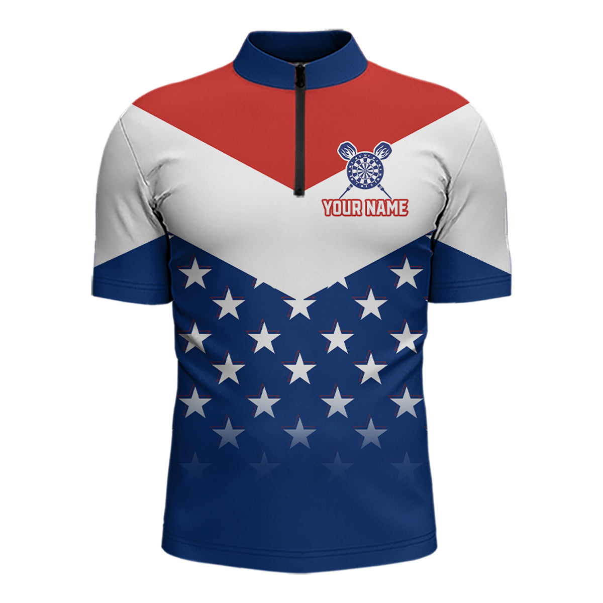 Blue And Red Dartboard Patriotic Dart Quarter-Zip Shirts For Men Custom Dart Team Jerseys NYN2729