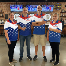 Load image into Gallery viewer, Blue And Red Dartboard Patriotic Dart Polo Shirts For Men Custom Dart Team Jerseys NYN2729