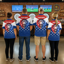 Load image into Gallery viewer, Blue And Red Dartboard Patriotic Dart Polo Shirts For Men Custom Dart Team Jerseys NYN2729