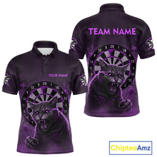 Load image into Gallery viewer, Funny Cat Purple Dripping Dartboard Custom Men's Polo Darts Shirt Outfits Darts Jersey NYN1802
