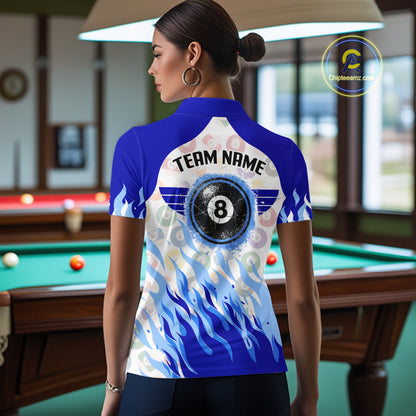 Blue Pool Billiard Balls League Jerseys For Women Custom Grunge Ball 8 Billiard Team Jersey NYN2316