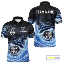 Load image into Gallery viewer, Personalized Funny Shark Waving Blue Dartboard Men Darts Polo Shirt Custom Darts Team Jerseys NYN2583