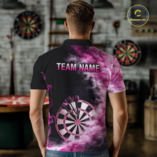 Load image into Gallery viewer, Custom Pink Smokes Dartboard &amp; Arrow Men Darts Polo Shirt Personalized Darts Team Jerseys NYN2597