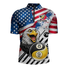 Load image into Gallery viewer, Splatter US Flag Yin And Yang 8 Ball &amp; 9 Ball Men Billiard Shirt Custom Eagle Freedom Billiard Appeal NYN2767