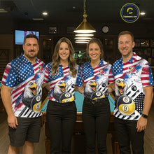 Load image into Gallery viewer, Splatter US Flag Yin And Yang 8 Ball &amp; 9 Ball Men Billiard Shirt Custom Eagle Freedom Billiard Appeal NYN2767