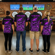 Load image into Gallery viewer, Fire Flame Skull Purple Grunge Dartboard Custom Dart Quarter-Zip Shirt For Women Dart League Jerseys NYN2093