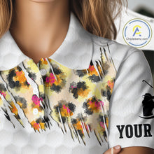 Load image into Gallery viewer, Yellow Leopard Pattern Womens Golf Polo Shirts Custom Unique Polo Shirts Golf Team Outfits NYN3388