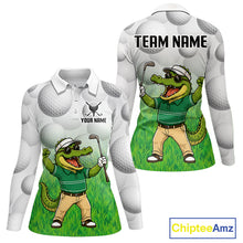 Load image into Gallery viewer, Funny alligator golfer womens golf polo shirt golf apparel