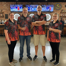 Load image into Gallery viewer, Fire Flames Darts Dragon Red Dart Polo Shirts For Women  Personalized Team Dart Jerseys NYN2104