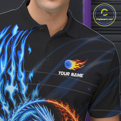 Male bowler wearing Dragon Tiger bowling jersey during league competition