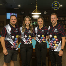 Load image into Gallery viewer, Red And Silver Pool Balls Billiard Team Polo &amp; 1/4-Zip Shirt For Women Custom Billiard Apparel NYN2375