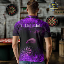 Load image into Gallery viewer, Custom Black And Purple Flames Eagle Dartboard Darts Polo Shirt For Men Outfit Darts Jerseys NYN0945