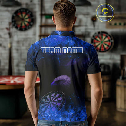 Custom Black And Blue Flames Eagle Dartboard Darts Polo Shirt For Men Outfit Darts Jerseys NYN0946