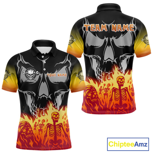 Red Flaming Skull Dartboard Custom Polo Shirt For Men - Darts Team Jersey NYN0715
