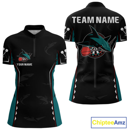 Azure Shark Holding Dart Arrow Darts Shirt For Women - Custom Dart Player Jersey NYN0538