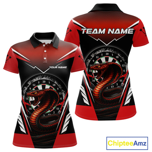 Maroon Cobra & Dartboard Women's Darts Polo Shirt - Custom Name For Darts Jersey NYN0752