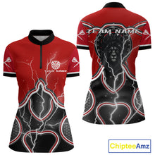 Load image into Gallery viewer, Lightning Dark Lion Dartboard Red Darts Shirt For Women - Custom Name For Players NYN0544