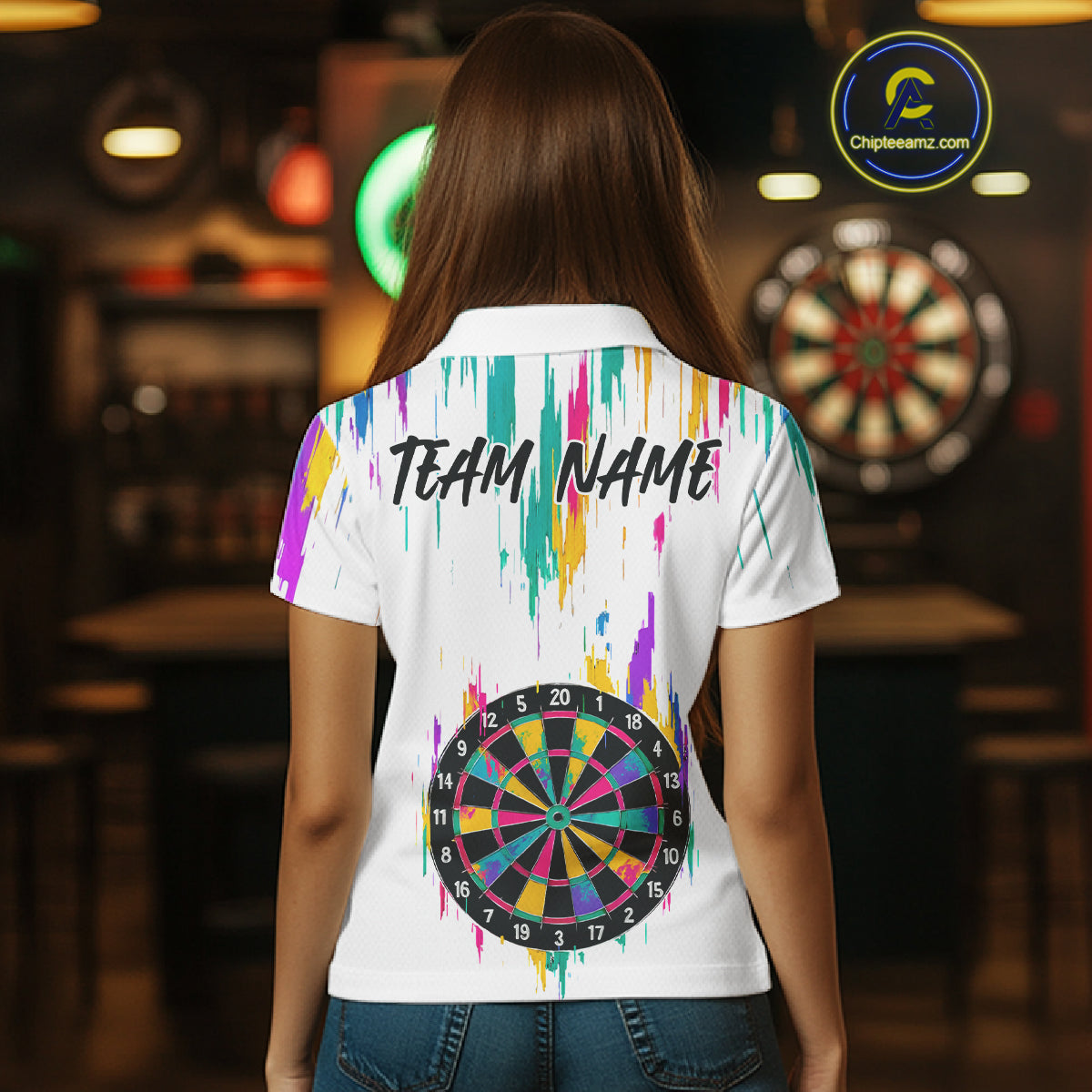 Custom Colorful Grunge Dartboard Darts Jerseys For Women, Darts Team Shirt Personalized NYN1094
