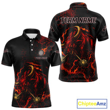 Load image into Gallery viewer, Red Hexagons Halftone Darts Custom Bull Darts Shirt For Men - Name &amp; Team For Players NYN0571