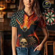 Load image into Gallery viewer, Custom Patriotic Darts Shirt For Women Flames Eagle US Flag Dart Jerseys, Darts Team NYN1127