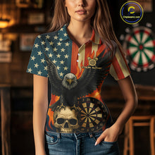Load image into Gallery viewer, Custom Women US Flag Patriotic Darts Shirt Flame Eagle Retro Dart Jerseys, Darts Team NYN1128
