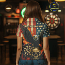 Load image into Gallery viewer, Custom Women US Flag Patriotic Darts Shirt Flame Eagle Retro Dart Jerseys, Darts Team NYN1128