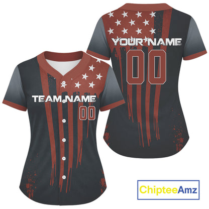 Personalized US Flag Baseball Jerseys Custom Patriotic Baseball Jersey For Women & Newborns NYN1181