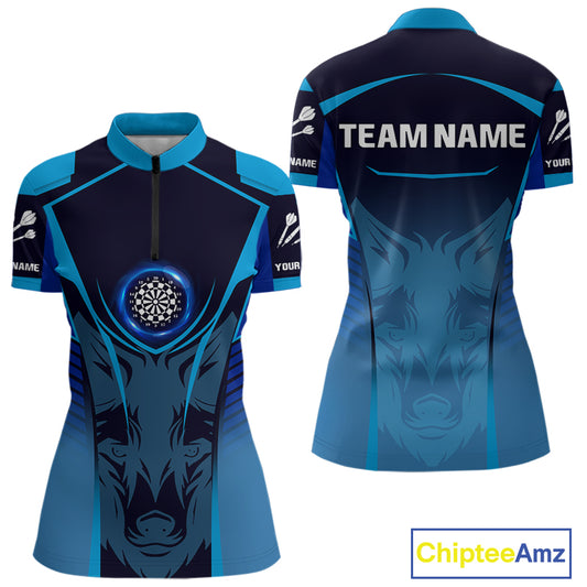 Azure Lightning Dartboard Darts Shirt For Women - Custom Team Name - Darts Jersey NYN0366