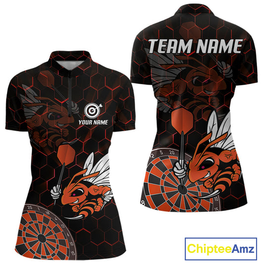 Bee & Dart Arrow Honeycomb Darts Shirt For Women Custom Name & Team Jersey | Opt2 NYN0652