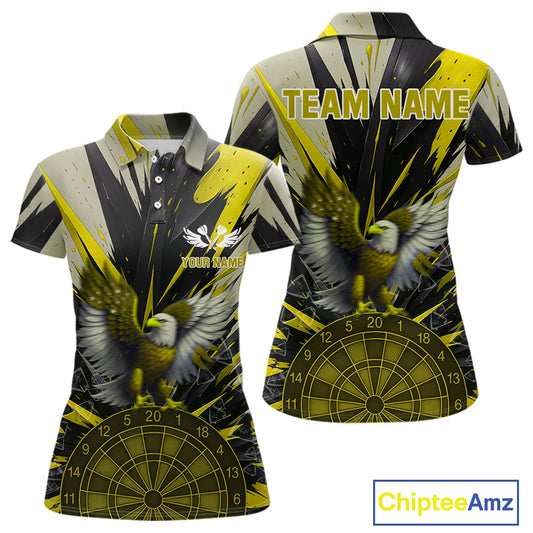Eagle Dartboard Broken Glass Women's Darts Shirt Custom Name & Team | Opt3 - Yellow NYN0658