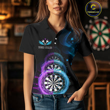 Load image into Gallery viewer, Smoke Thunder Dartboards Women's Darts Shirt Custom Name &amp; Team | Opt1 - Purple Turquoise NYN0662