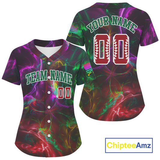 Custom Colorful Women's Baseball Jersey Personalized Lightning Baseball Shirt For Fans NYN0893