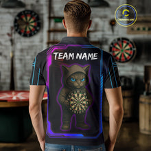 Load image into Gallery viewer, Lightning Cat Tech Neon Dartboard Men's Darts Shirt - Custom Name For Darts Jersey NYN0429