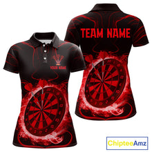 Load image into Gallery viewer, Lightning Smoke Red Dartboard Women's Darts Shirt - Custom Name For Darts Jersey NYN0471