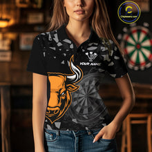 Load image into Gallery viewer, Bull &amp; Dartboard Custom Grunge Women's Darts Polo Shirt - Orange Darts Team Jersey NYN0717
