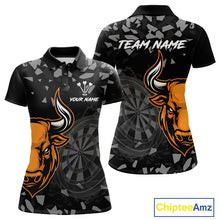 Load image into Gallery viewer, Bull &amp; Dartboard Custom Grunge Women's Darts Polo Shirt - Orange Darts Team Jersey NYN0717