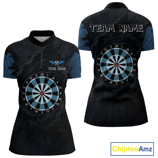 Dark Spiral Web Dartboards Women's Darts Team Shirt - Custom Name For Darts Jersey NYN0496