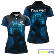 Load image into Gallery viewer, Women's Custom Dart Shirt With Blue Wolf, Red Eyes And Lightning Dartboard NYN0251
