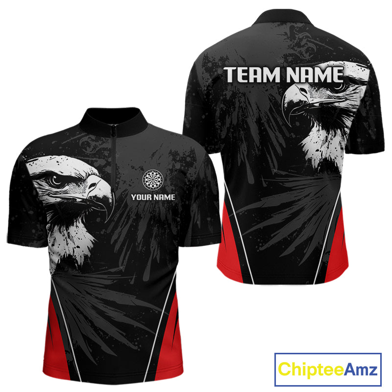 Custom Men's Darts Jersey Grunge Eagle And Dartboard Design For Darts Team NYN0272