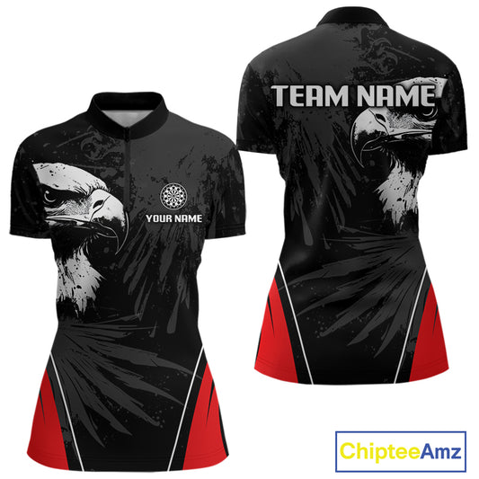 Custom Women's Darts Jersey Grunge Eagle And Dartboard Design For Darts Team NYN0272
